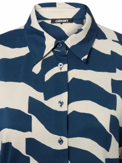 Olsen Blusen<Damen Freizeitbluse indigo beige gemustert