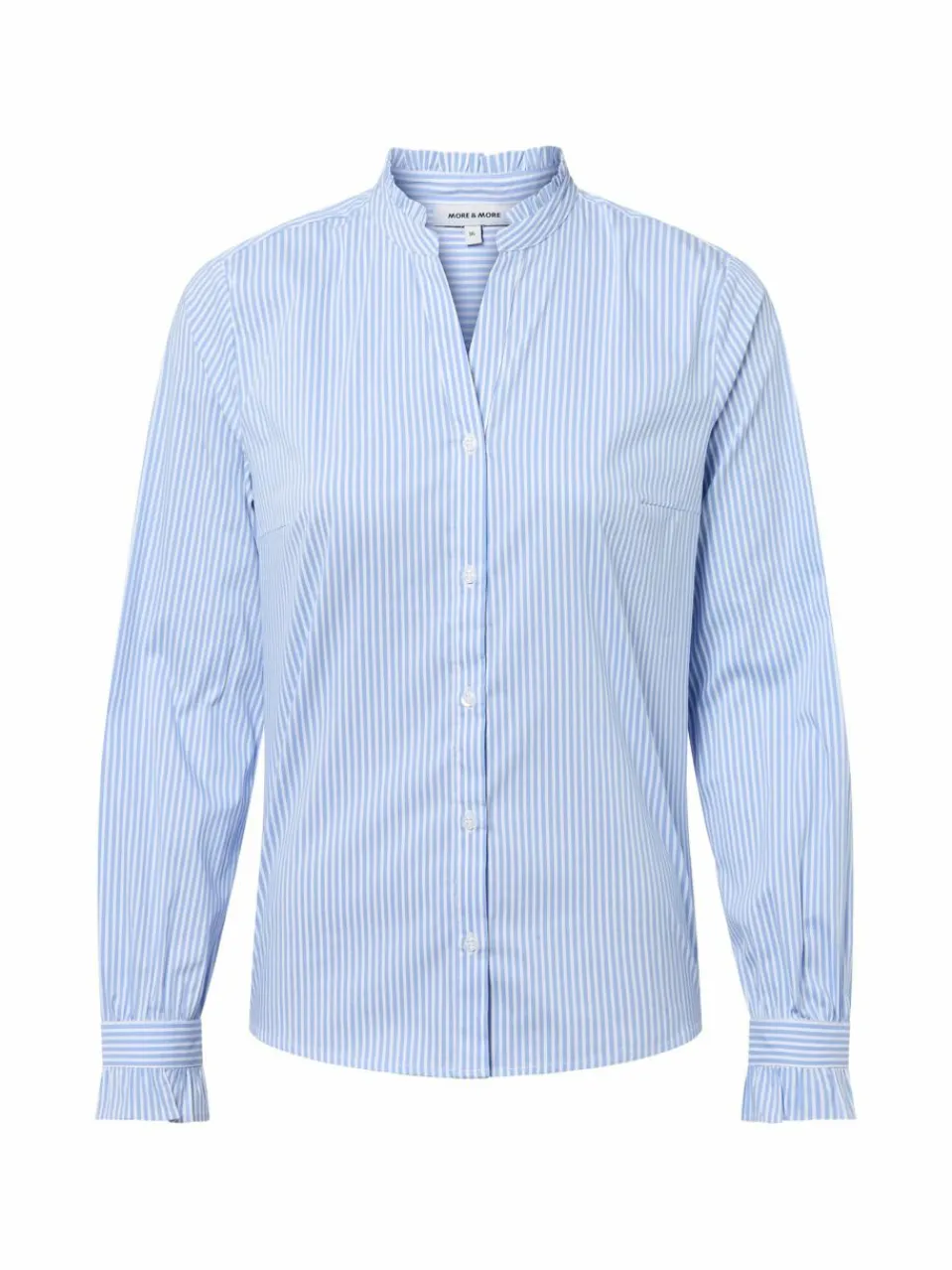 More & More Blusen<Damen Freizeitbluse hellblau weiß gestreift