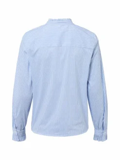 More & More Blusen<Damen Freizeitbluse hellblau weiß gestreift