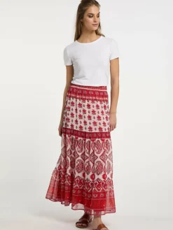 Usha Röcke<Damen Gestufter Rock rot gemustert