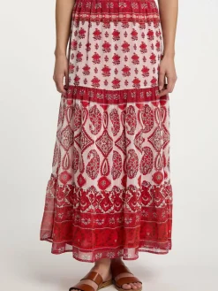 Usha Röcke<Damen Gestufter Rock rot gemustert