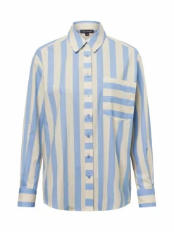 Franco Callegari Collection Blusen<Damen Hemdbluse hellblau beige gestreift