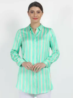 Vicci Germany Blusen<Damen Hemdbluse grün gestreift