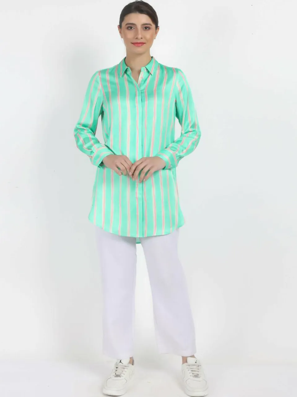 Vicci Germany Blusen<Damen Hemdbluse grün gestreift