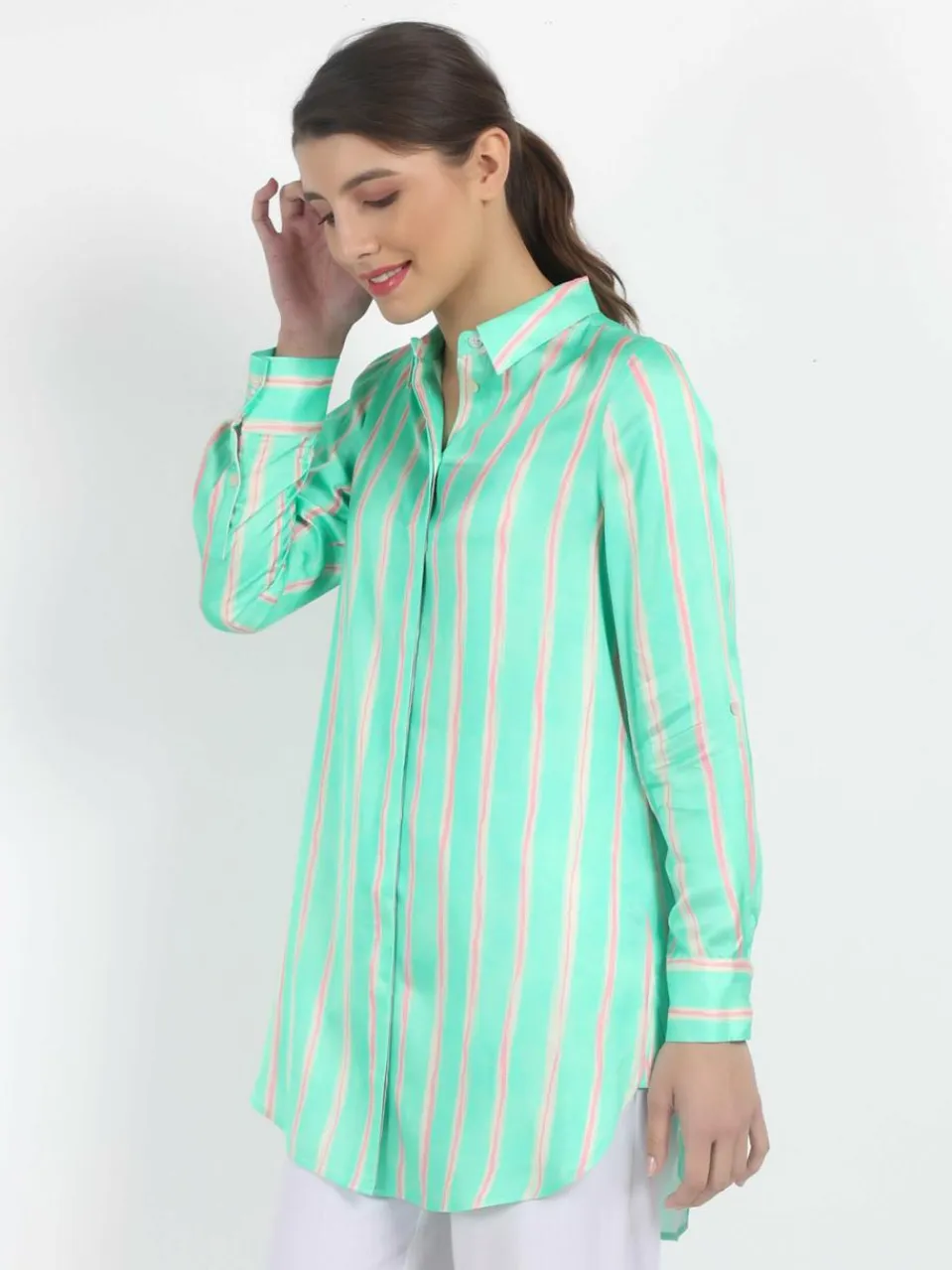 Vicci Germany Blusen<Damen Hemdbluse grün gestreift