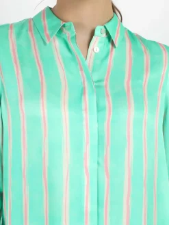 Vicci Germany Blusen<Damen Hemdbluse grün gestreift