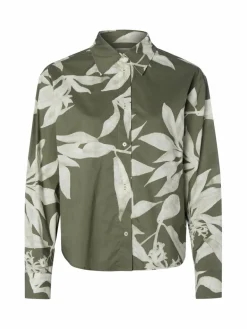 Marc O'Polo Blusen<Damen Hemdbluse oliv bedruckt