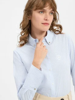 JOOP! Blusen<Damen Hemdbluse hellblau weiß gestreift