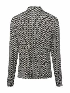 comma Blusen<Damen Hemdbluse schwarz weiß gemustert