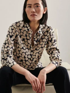 Seidensticker Blusen<Damen Hemdbluse - Druck blau bedruckt