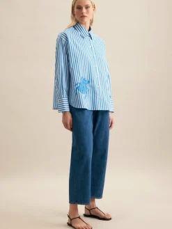 Seidensticker Blusen<Damen Hemdbluse - Streifen blau gestreift