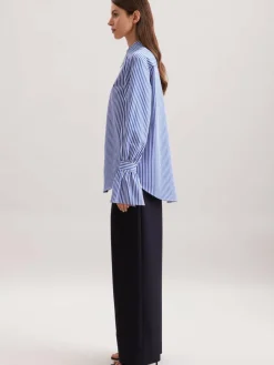 Seidensticker Blusen<Damen Hemdbluse - Streifen blau gestreift