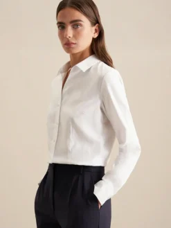 Seidensticker Blusen<Damen Hemdbluse - Uni weiß uni