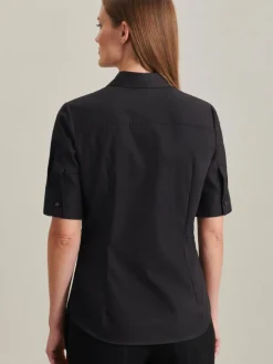 Seidensticker Blusen<Damen Hemdbluse - Uni schwarz uni