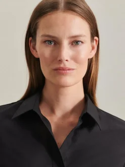 Seidensticker Blusen<Damen Hemdbluse - Uni schwarz uni