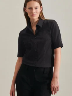 Seidensticker Blusen<Damen Hemdbluse - Uni schwarz uni