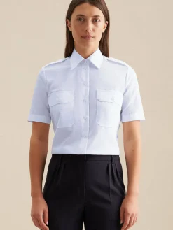 Seidensticker Blusen<Damen Hemdbluse - Uni blau uni