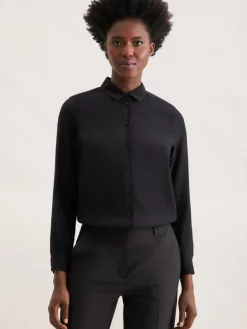 Seidensticker Blusen<Damen Hemdbluse - Uni schwarz uni