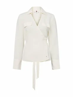 Tommy Hilfiger Blusen<Damen Hemdbluse mit Leinenanteil ecru uni