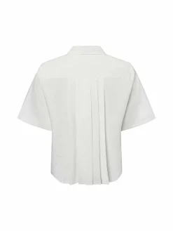 Marc O'Polo Denim Blusen<Damen Hemdbluse mit Leinen-Anteil weiß uni