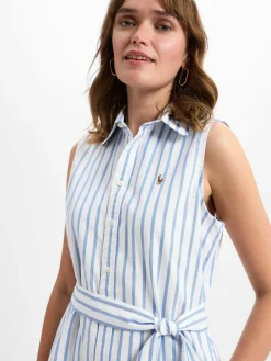 Polo Ralph Lauren Kleider<Damen Hemdblusenkleid weiß hellblau gestreift