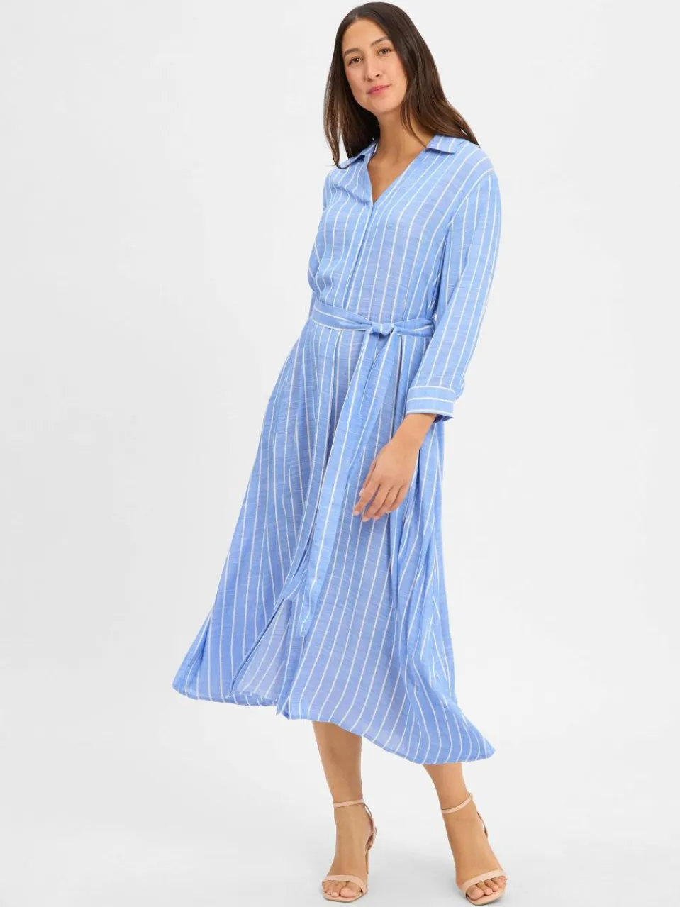 Marie Lund Kleider<Damen Hemdblusenkleid hellblau weiß gestreift