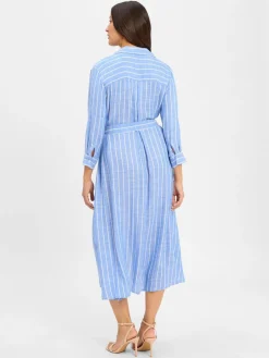 Marie Lund Kleider<Damen Hemdblusenkleid hellblau weiß gestreift