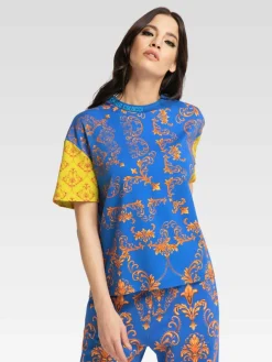 Carlo Colucci Shirts & Tops<Damen, Herren T-Shirt - Ciresa blau gemustert