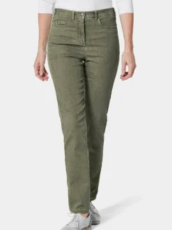 Goldner Jeans<Damen High-Stretch-Jeanshose - Damen Jeans Slim Fit LOUISA mit Stretch-Anteil grün uni