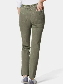 Goldner Jeans<Damen High-Stretch-Jeanshose - Damen Jeans Slim Fit LOUISA mit Stretch-Anteil grün uni