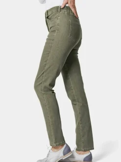 Goldner Jeans<Damen High-Stretch-Jeanshose - Damen Jeans Slim Fit LOUISA mit Stretch-Anteil grün uni