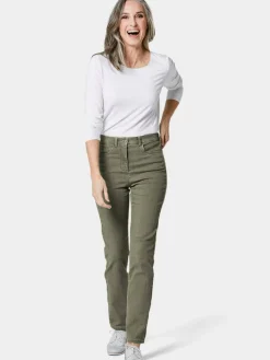 Goldner Jeans<Damen High-Stretch-Jeanshose - Damen Jeans Slim Fit LOUISA mit Stretch-Anteil grün uni