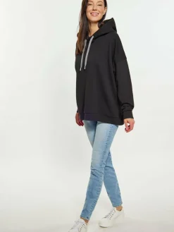 Usha Sweatshirts & Sweatjacken<Damen Hoodie schwarz uni