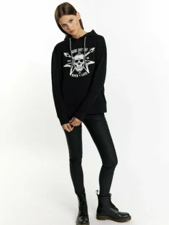 MyMo Sweatshirts & Sweatjacken<Damen Hoodie schwarz bedruckt