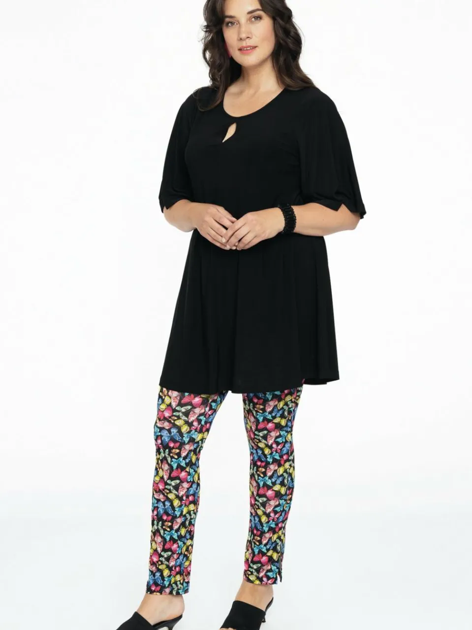 YOEK Hosen<Damen Hose schwarz bedruckt