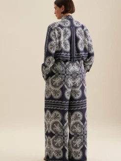 Seidensticker Hosen<Damen Hose - Tuchprint blau bedruckt