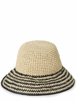 Marie Lund Mützen & Hüte<Damen Hut sand schwarz gestreift