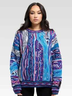 Carlo Colucci Pullover & Strickjacken<Damen Jacquardpullover - Di Nicola blau gemustert