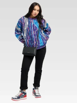 Carlo Colucci Pullover & Strickjacken<Damen Jacquardpullover - Di Nicola blau gemustert