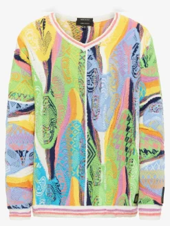 Carlo Colucci Pullover & Strickjacken<Damen Jacquardpullover - Curtoni weiß gestreift