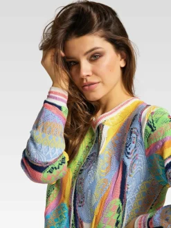 Carlo Colucci Pullover & Strickjacken<Damen Jacquardpullover - Curtoni weiß gestreift