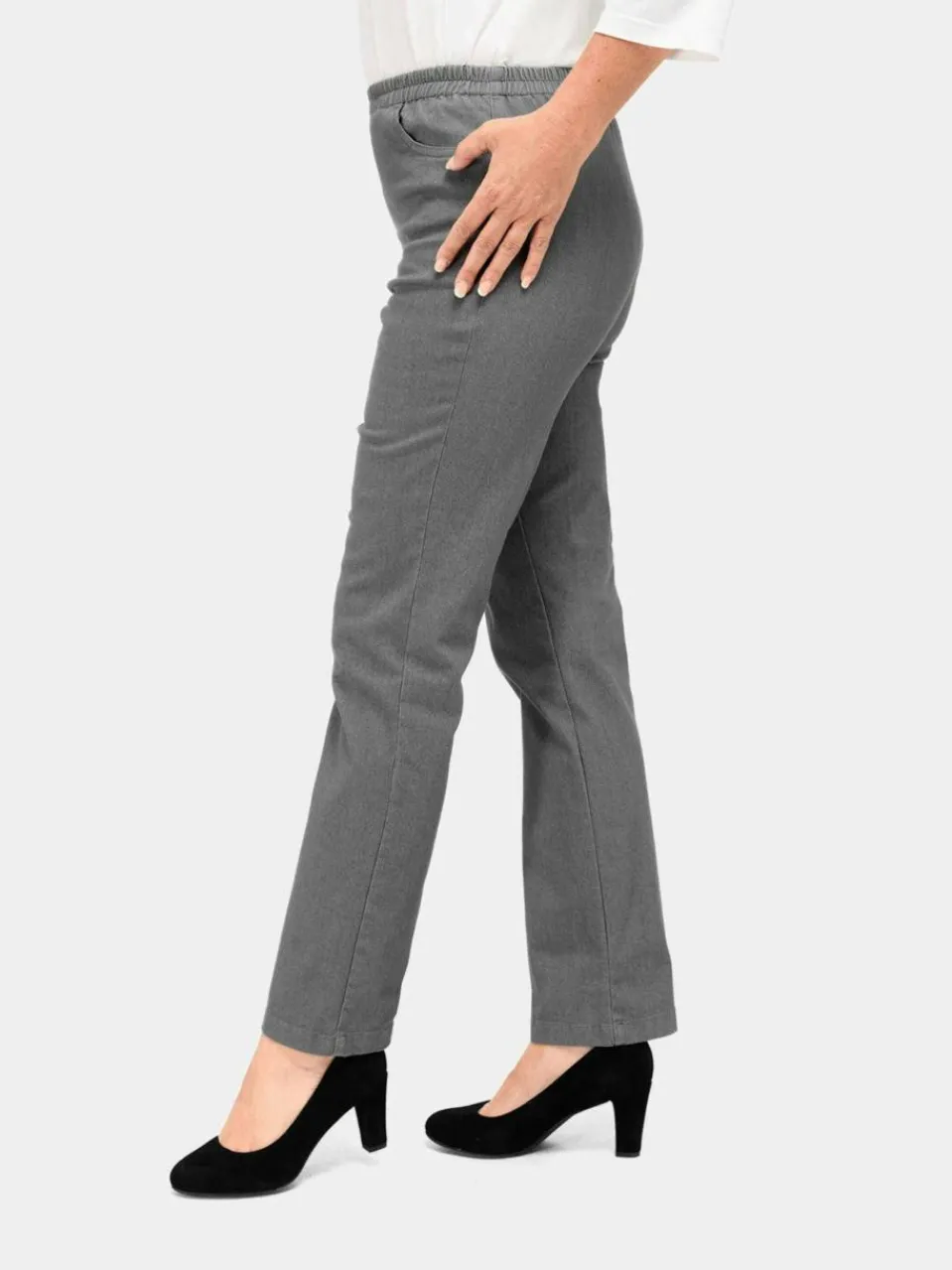Goldner Jeans<Damen Jeans - Bequeme Jeansschlupfhose Louisa grau uni