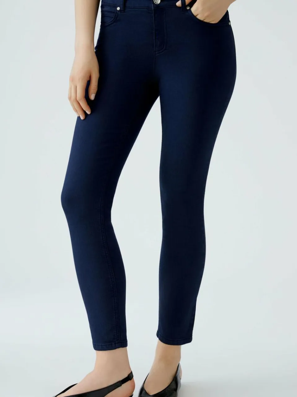 Oui Hosen<Damen Jeggings blau uni