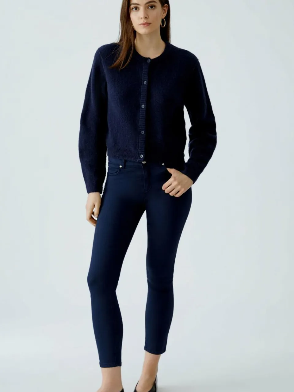Oui Hosen<Damen Jeggings blau uni