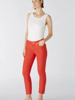 Oui Jeans<Damen Jeggings rot uni