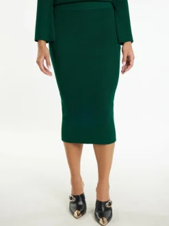 Faina Röcke<Damen Jersey Bleistiftrock grün uni