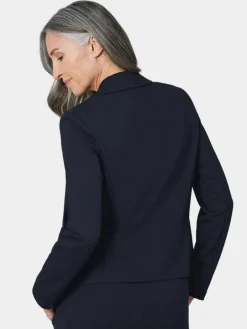 Goldner Blazer<Damen Jerseyjacke - Leichte Jacke mit Stehkragen in rot marine uni