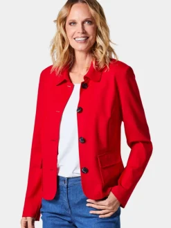 Damen Goldner Blazer>Damen Jerseyjacke - Leichte Jacke mit Stehkragen in rot