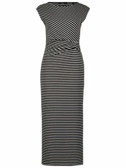 zero Kleider<Damen Jerseykleid schwarz weiß gestreift