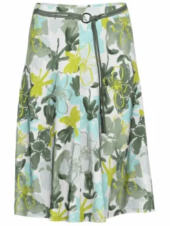 Frank Walder Röcke<Damen Jerseyrock grün braun gemustert